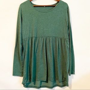 Flowy Dark Green Empire Waist Maternity Top, XL